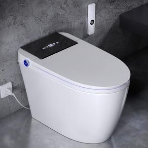 Modern Smart Toilet with Built-In Bidet, Electric Toilet, Auto Open/Close Lid, Heated Seat, Dual Auto Flush & Foot Sensor, Tankless, Warm Water Wash & Dryer, Wireless Remote, 1000g MaP