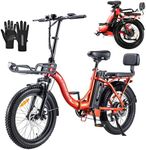TWOFISH Electric Bike for Adults, 20"*3.0" Fat Tire Folding Electric Bicycle with 36V 17.8AH Removable Battery 7 Speed 25km/h 80-100km Range Disc Brake IP54 Waterproof, TF-2 (Orange)