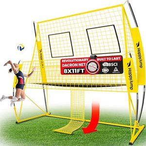 Happy Jump 8x11 FT Professional Adjustable Volleyball Training Equipment, 3 Height Levels (6.5–8 FT), 2026 Reinforced for Tear & Impact Resistance, Includes Volleyball for Indoor/Outdoor Training
