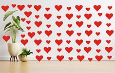 Big and Small Heart Shaped Red Color Wall Sticker (Pack of 82) Wall Decor Stickers for Living Room, Bed Room, Retail Store, Display, Promotions & Home Office - BharatSecureWeb