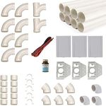 crossvac Central Vacuum Cleaner Installation Set for 3 Suction Boxes with Pipes, Fittings etc. - DIY Mounting Kit for Vacuum Cleaner System - Suction Box VacuValve Rectangular White