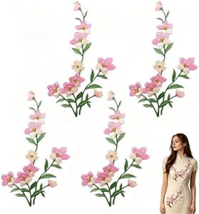 Cherry Blossom Iron On Patches, Embroidered Applique for Clothing Bag DIY
