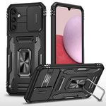 MOSHKING PC+TPU Back Cover Compatible to Samsung Galaxy A15 5G with Sliding Camera Shield Cover & 360° Protection Ring Stand Mobile Phone Case for Samsung Galaxy A15 5G (Black)