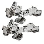 TamBee 175 Degree Hinges Frameless Cabinet Doors Hinges Hydraulic Adjustable Mounting Hinges Soft Closing Nickel-Plated Steel Buffer Dampers for Wardrobe,2 Pairs (Full Overlay)