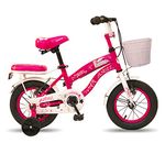 Vaux Angel 12inch Kids Cycle for Girls 2 to 4 Years with Support Wheels, Basket & Cushioned Backseat, 95% Assembled, Ideal Height:2ft to 3ft (Pink)