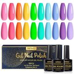 INPING Gel Nail Polish Set, 10 Color Bright Neon Rainbow Orange Yellow Pink Purple Green Blue Soak Off UV Nail Polish for Beginner DIY Nail Art Manicure Salon, 8 ML