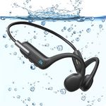 Johiear Bone Conduction Headphones For Swimming, Bluetooth Earbuds Waterproof Wireless Headphones Built-in 32GB Ultra Light Headset for Swimming Running Sports Driving (x6 black)