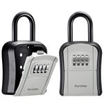 Puroma Key Lock Box, Portable Combination Lockbox Wall-Mounted Key Storage Box for House Keys, Resettable Code Safe Security Lock Box for Home, Office, Apartment Spare Key Storage (2 Pack, Gray)