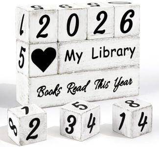 Pawnoc Books Read This Year Counter, 4-Digit Wooden Reading Tracker for Bookshelf Decor, Gift for Book Lovers, Readers, Teachers and Librarians