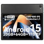 Gleeso Android 15 Tablet, 20GB RAM+64GB ROM+1TB Expand,10.1 Inch Octa-Core Processor, HD IPS Touchscreen,5MP+8MP Dual Camera, Widevine L1, Fast Charging, Face Unlock, 5G WiFi 6, Bluetooth 5.4