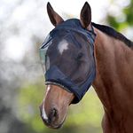 Harrison Howard CareMaster Thick Fleece Padding Translucent Fine Mesh Horse Fly Mask Standard Black Large Full Size