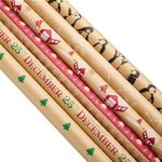 Juvale Christmas Wrapping Paper, 6 Kraft Holiday Designs (30 x 120 In, 6 Pack)