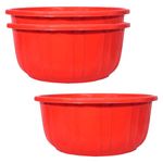 Kuber Industries Pack of 3 Bath/Washing Tub|Multipurpose With Unbreakable Plastic Material|Size 54 x 54 x 25 CM, Capicity 40 LTR (Red)