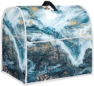TOADDMOS Blue Gold Marble Print Kitchen Aid Mixer Cover with Pockets Dust Cover for 6-8 Quarts Kitchen Aid,Kitchen Aid Mixer Accessories Decor