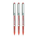 UNI-BALL Eye UB157 0.7mm Roller Ball Pen | Waterproof Pigment Ink | Lightweighted Sleek Body | Long Lasting Smudge Free Ink | School and Office stationery | Red Ink, Pack of 3