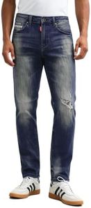 Betu Mens Jeans Relaxed Fit Straight Leg Ripped Denim Pants with Stretch Fabric(BM24,40) Vintage Blue