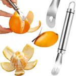 GZMAISULEE Stainless Steel Orange Peeler Easy and Quick Peeling Long Handle Orange Citrus Peeler Tool Triangle Shovel and Serrated Shovel Orange Peeler Creative Kitchen Gadgets