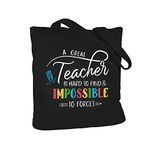 CARAKNOTS Teacher Appreciation Gifts Teacher Bag Teacher Gifts for Women Christmas Birthday Graduation Present for Teachers Tote Bag with Inner Pocket Black