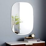 TINITALO Frameless Decorative Mirror Glass For Wall Elliptical Mirror Bathrooms Home Mirror Decor Size : 12 X 18 Inch Qg 132, Silver