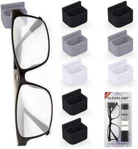 Gearu Glasses Keep Eyewear Organizer - Multipurpose Adhesive Glasses Holder, Sunglass Mount for Desk, Car, Bedroom Nightstand, Wall or Workshop, Compact Eyeglass Hanger with Strong Adhesive, Pack of 8