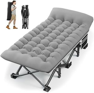 HABUTWAY Camping Cot with Mattress, 32" Extra Wide Camping Cot, Heavy Duty Sleeping Cot Holds Up to 600LBS, Folding Cot for Camping, Rv Trips, Beach, Patio, Office Naps(Grey)