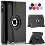 Vultic Rotating Case for iPad 2/3/4 [Oldest Models], 360 Degree Stand [Auto Sleep/Wake] Flip Leather Smart Cover (Black)