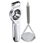 Oc9 Stainless Steel Lemon Squeezer/Hand Juicer & Potato Masher/Pav Bhaji Masher for Kitchen (Pack of 2) Silver