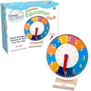 Magic Sensory Wooden Early Education Learning Clock – Eco-Friendly Wooden Teaching Clock for Kids | Early Education Time-Telling Toy for Toddlers & Preschoolers | Ages 3+