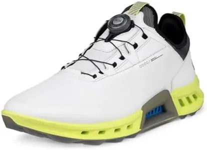 ECCO Men's Biom C4 BOA Gore-TEX Waterproof Golf Shoe, White/Yellow, 10-10.5