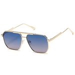 Kimorn Polarized Sunglasses Womens Men Retro Oversized Square Vintage Fashion Shades Classic Large Metal Sun Glasses K1221 (Gold Frame Top Blue Bottom Pink, 60)