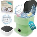 15L Portable Washing Machine, Mini Washer with Spin Dryer, Small Compact Luandry Washer, Foldable Collapsible Lavadora Portatil for Baby Clothes, Socks, Underwear, Apartments, Travel, Camping, Green