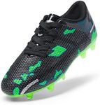 DREAM PAIRS Boys Girls Soccer Cleats Kids Football Shoes for Little/Big Kid,Size 5 Big Kid,Black/Green,SDSO2301K