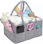 Baby Nappy Caddy - Nursery Storage Bin and Car Organizer for Diapers and Baby Wipes - Grey