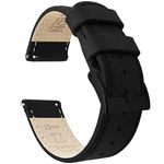 22mm Black - BARTON Watch Bands - Quick Release Leather Black Buckle Watch Band Strap