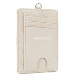 BOSTANTEN Slim Wallet Women with Leather Neck Lanyard RFID Blocking Credit Card Holder Front Pocket Small Wallet Beige