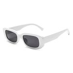 AUGEN Unisex Rectangular Sunglasses White Frame Black Lens (Medium) - Pack of 1