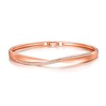 Philip Jones Rose Gold Plated Arc Bangle Created with Zircondia® Crystals (7 Inch)