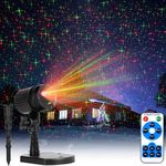 Christmas Projector Laser Lights Outdoor with Remote - LED Starry Laser Light Projection with 3 Lighting Modes Waterproof for Outside House Party Holiday Halloween Christmas Decorations, Green & Red