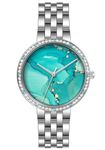 Women Watch Metal Bracelet Watch Easy to Adjust Length Easy to Read Waterproof Watch, SILVER/TURQUOISE, Casual watch