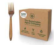 Sustainable Agave Co - Agave Fiber Forks - 500 Count - Biodegradable, Plant-Based, Made With Upcycled Materials - Brown, Bulk