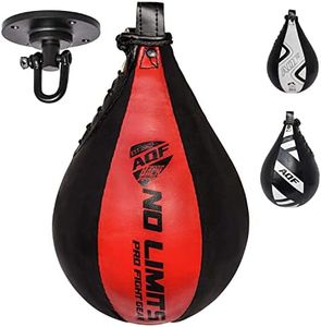 AQF Leather Speed Ball & Swivel Boxing Punch Bag MMA Speed Bag Training Set Multi Colour (Black & Red)