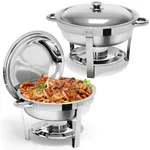 YITAHOME Chafing Dishes for Buffet 2 Pack, 5QT Round Chafing Dishes for Buffet with Lid & Lid Holder, Stainless Steel Chafers and Buffet Warmers Sets for Parties, Events, Wedding, Camping, Dinner