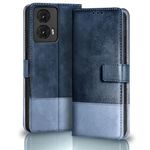 TheGiftKart Flip Back Cover Case for Motorola Moto G85 5G | Dual-Color Leather Finish | Inbuilt Stand & Pockets | Wallet Style Back Case Cover for Motorola Moto G85 5G (Faux Leather, Blue & Sky)