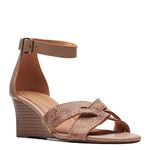 Clarks Women's Cielo Charm Wedges, Praline Leather, 8 Medium US