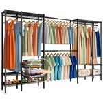 Untyo Clothing Rack with 2 Sliding Storage Baskets, Retractable Clothes Rack Heavy Duty 75.5" H x (98" - 117") L x 15.3"D, Garment Racks(Black)