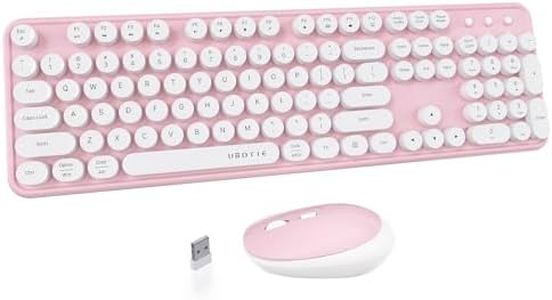 UBOTIE Colorful Computer Wireless Keyboards Mouse Combos, Typewriter Flexible Keys Office Full-Sized Keyboard, 2.4GHz Dropout-Free Connection and Optical Mouse