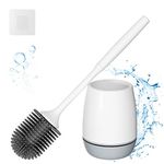 Hibbent Toilet Brush with Ventilated Drying Holder, Silicone Toilet Bowl Brush Bathroom Cleaning Bowl Brush Kit Sturdy Cleaning Toilet Brush, Floor Standing & Wall Mounted Without Drilling