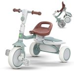 Baybee Trikidz 2 in 1 Baby Tricycle for Kids, Foldable Kids Cycle with Adjustable Seat, Back Rest & Storage Basket for Toys | Portable Baby Cycle Trikes | Tricycles for Kid 2 to 5 Years (Green)
