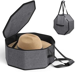 SLEEPING LAMB Hat Box for Travel and Storage, Collapsible Cowboy Cap Organizer Case for Closet with Handles, Hat Box for Women Storage and Large Cap Bag for Men Carry, Grey