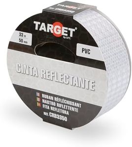 TARGET CRB3350 - Cinta Reflectante - Adhesiva - 33 Metros x 50 Milímetros - Advertencia - Señalización - Marcaje - Alta Visibilidad - Peligro - Seguridad - Blanca